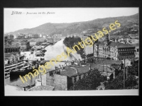 Bilbao - Panorama del Río Nervión. Ayuntamiento y Puente Girator