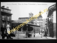 Oviedo - Plaza de Riego, Universidad y Banco Asturiano