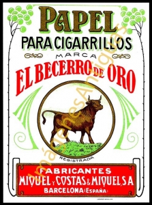 PAPEL PARA CIGARRILLOS EL BECERRO DE ORO BARCELONA