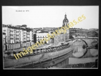 Bilbao - Iglesia y puente de San Antón en 1874