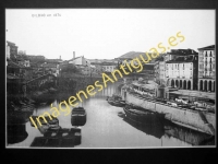 Bilbao - Puente Colgante y Mercado de la Ribera en 1874