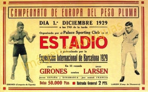 CAMPEONATO DE EUROPA DEL PESO PLUMA GIRONES CONTRA LARSON 1929